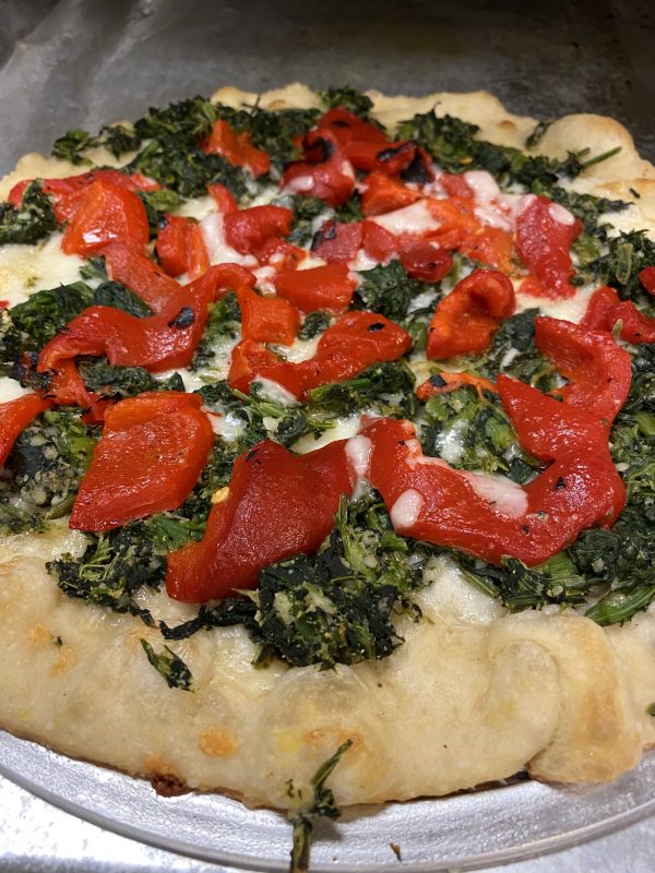broccoli rabe roasted pepper pizza